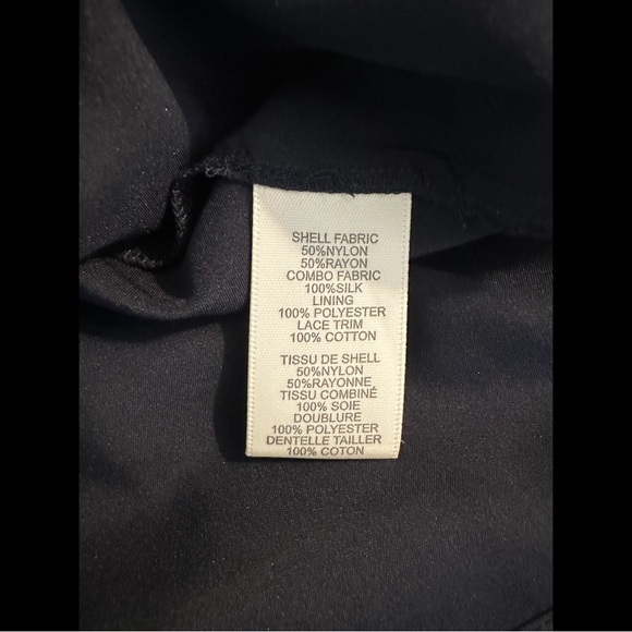 REBECCA TAYLOR $425 Navy Blue Lace Dress Black Pleated Skirt Silk Mix Contrast - Picture 12 of 15